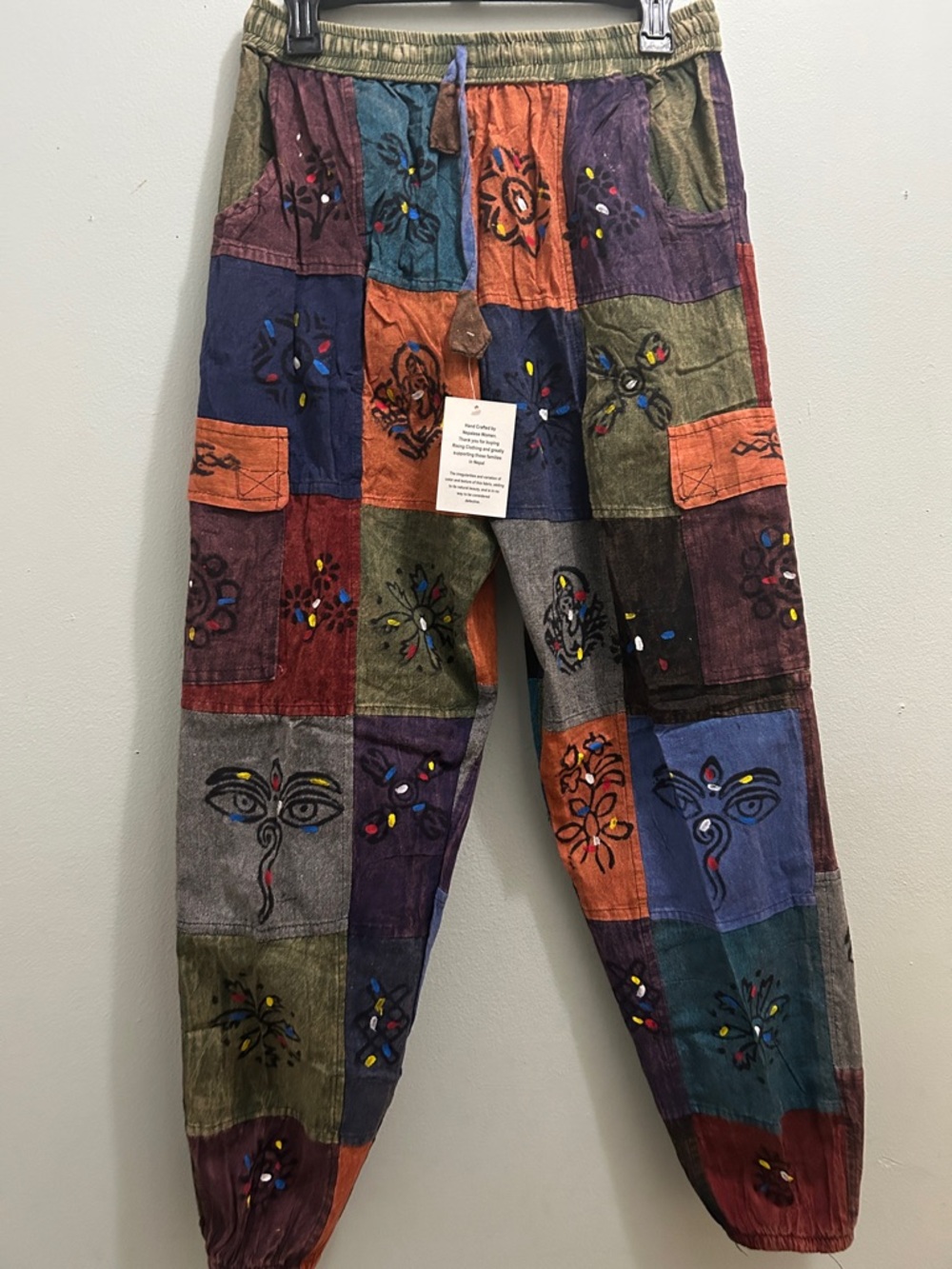 Rising International Multicolor Patchwork Embroidered Joggers